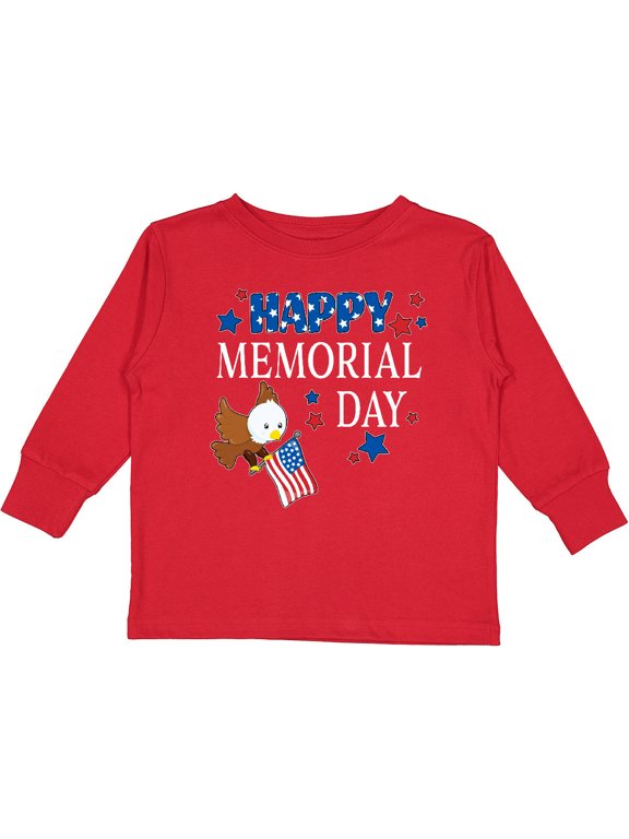 Inktastic Happy Memorial Day Eagle Boys or Girls Long Sleeve Toddler T-Shirt