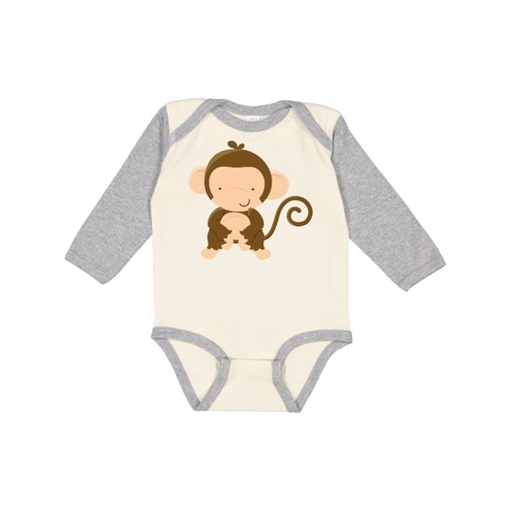 Inktastic Happy Monkey Boys or Girls Long Sleeve Baby Bodysuit