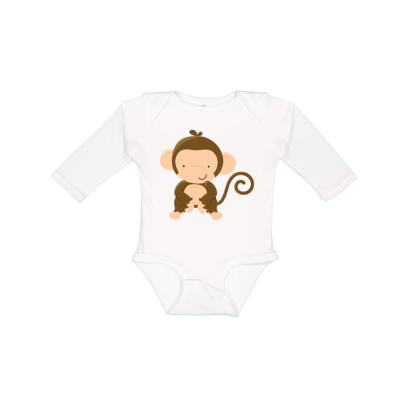 Inktastic Happy Monkey Boys or Girls Long Sleeve Baby Bodysuit