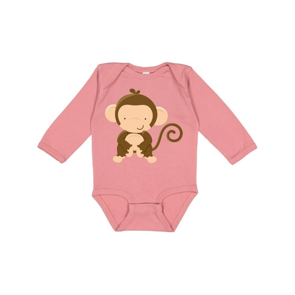 Inktastic Happy Monkey Boys or Girls Long Sleeve Baby Bodysuit