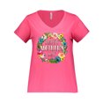 thumbnail image 1 of Inktastic Happy Mother's Day- flowers Women's Plus Size V-Neck T-Shirt, 1 of 4