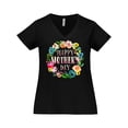 thumbnail image 1 of Inktastic Happy Mother's Day Flowers Women's Plus Size V-Neck T-Shirt, 1 of 5