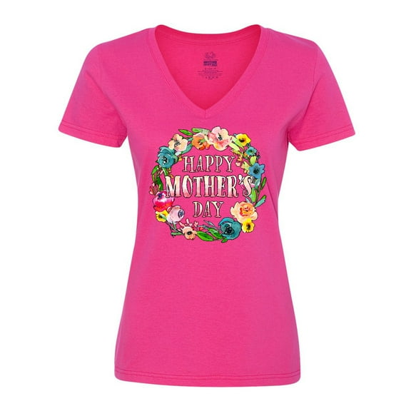 Inktastic Happy Mother's Day- flowers Women's V-Neck T-Shirt
