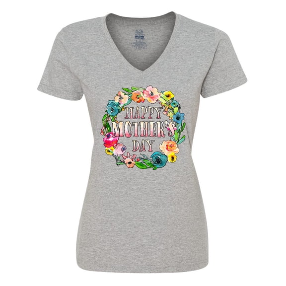 Inktastic Happy Mother's Day- flowers Women's V-Neck T-Shirt
