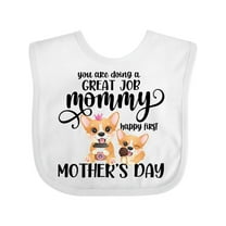 Inktastic Happy Mother's Day with Cute Corgi Dogs Boys or Girls Baby Bib