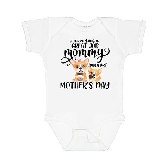 Inktastic Happy Mother's Day with Cute Corgi Dogs Boys or Girls Baby Bodysuit