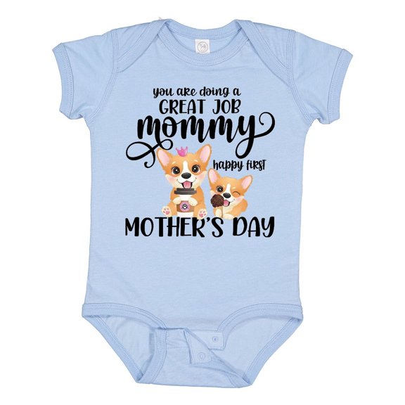 Inktastic Happy Mother's Day with Cute Corgi Dogs Boys or Girls Baby Bodysuit