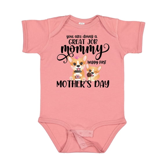 Inktastic Happy Mother's Day with Cute Corgi Dogs Boys or Girls Baby Bodysuit