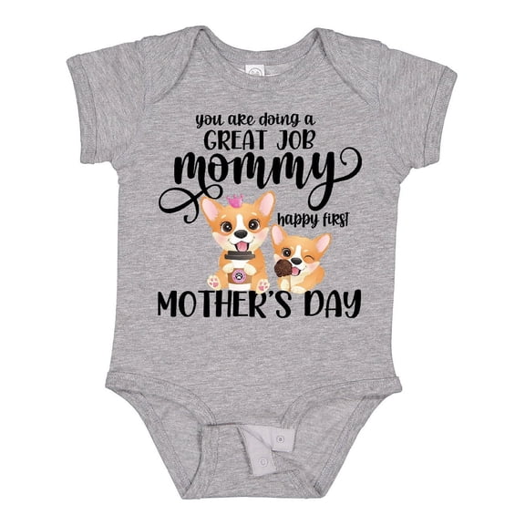 Inktastic Happy Mother's Day with Cute Corgi Dogs Boys or Girls Baby Bodysuit