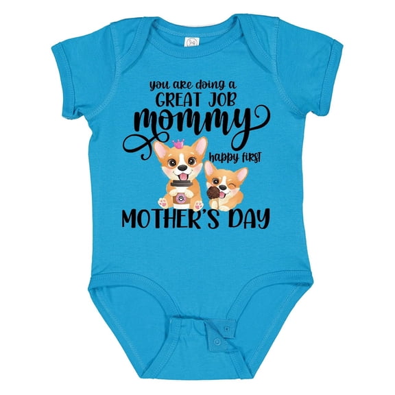 Inktastic Happy Mother's Day with Cute Corgi Dogs Boys or Girls Baby Bodysuit