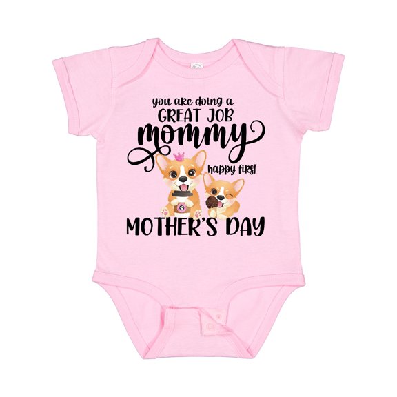 Inktastic Happy Mother's Day with Cute Corgi Dogs Boys or Girls Baby Bodysuit