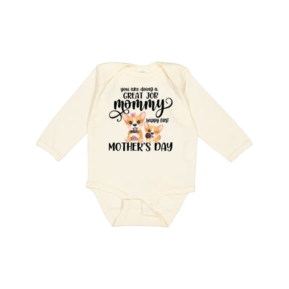 Inktastic Happy Mother's Day with Cute Corgi Dogs Boys or Girls Long Sleeve Baby Bodysuit