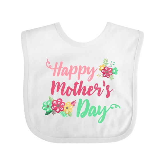 Inktastic Happy Mothers Day with Flowers Boys or Girls Baby Bib