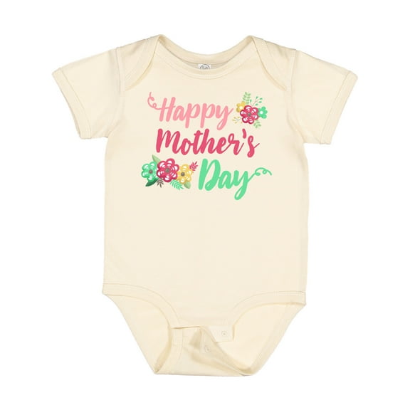 Inktastic Happy Mothers Day with Flowers Boys or Girls Baby Bodysuit