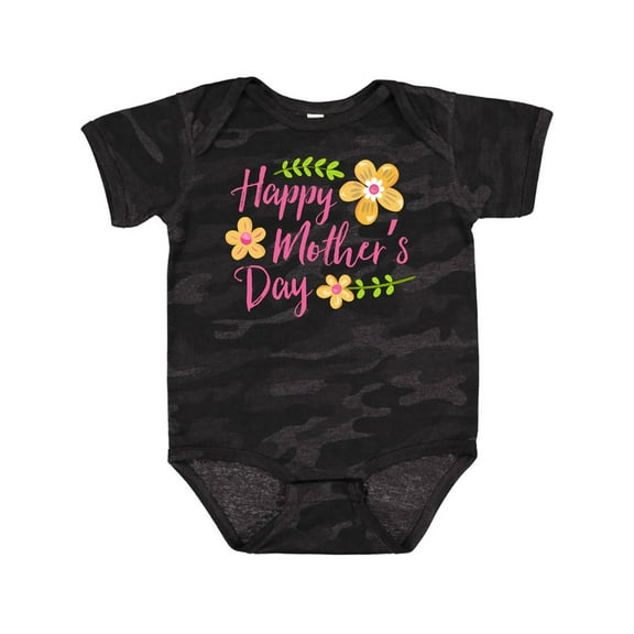 Inktastic Happy Mothers Day with flowers Boys or Girls Baby Bodysuit