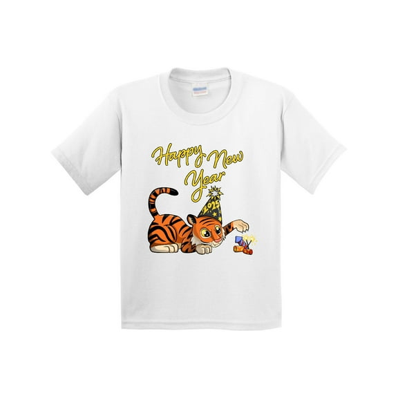 Inktastic Happy New Year 2025 Cute Tiger Youth T-Shirt
