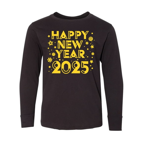 Inktastic Happy New Year 2025 Long Sleeve Youth T-Shirt