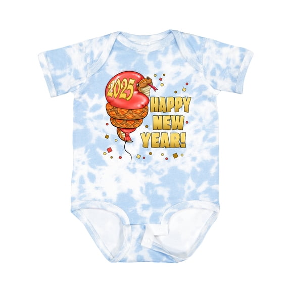 Inktastic Happy New Year 2025 Snake Hugging Balloon Boys or Girls Baby Bodysuit