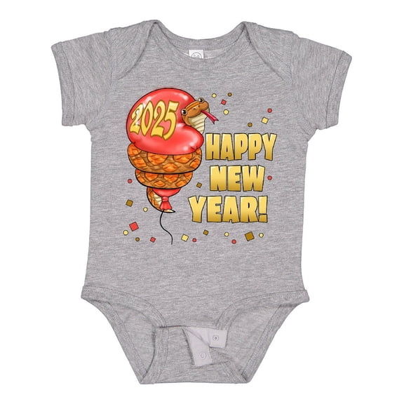 Inktastic Happy New Year 2025 Snake Hugging Balloon Boys or Girls Baby Bodysuit