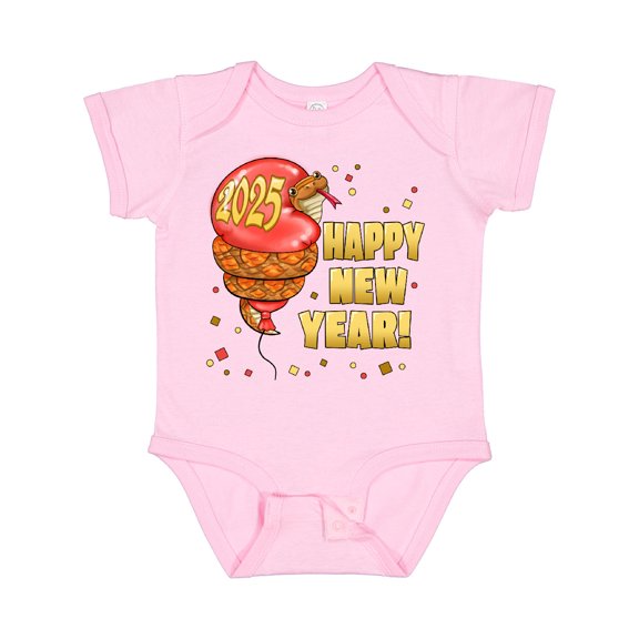 Inktastic Happy New Year 2025 Snake Hugging Balloon Boys or Girls Baby Bodysuit