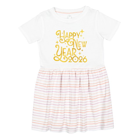 Inktastic Happy New Year 2026 Girls Toddler Dress