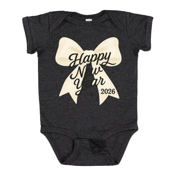 Inktastic Happy New Year 2026 Gold Bow Celebration Boys or Girls Baby Bodysuit