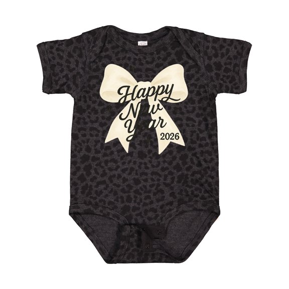 Inktastic Happy New Year 2026 Gold Bow Celebration Boys or Girls Baby Bodysuit
