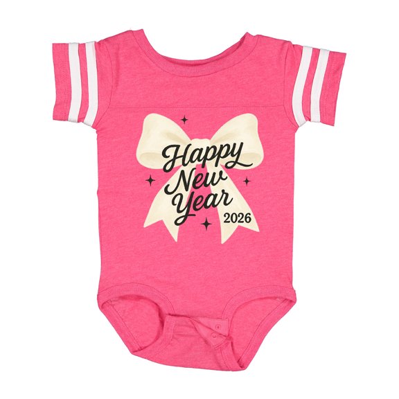 Inktastic Happy New Year 2026 Gold Bow Celebration Boys or Girls Baby Bodysuit