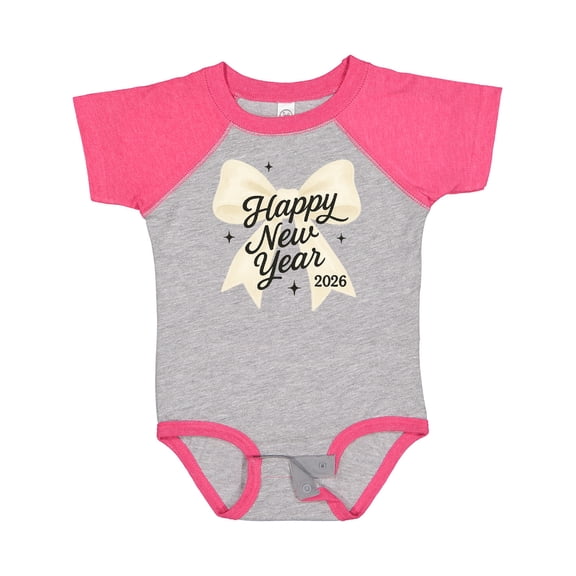 Inktastic Happy New Year 2026 Gold Bow Celebration Boys or Girls Baby Bodysuit