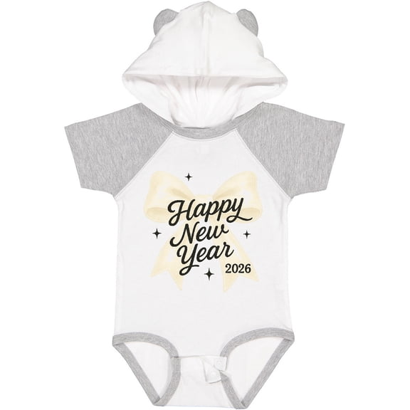 Inktastic Happy New Year 2026 Gold Bow Celebration Boys or Girls Baby Bodysuit