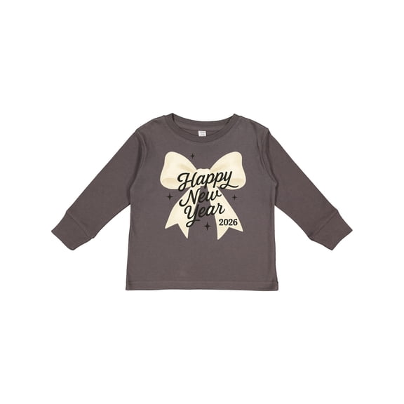 Inktastic Happy New Year 2026 Gold Bow Celebration Boys or Girls Long Sleeve Toddler T-Shirt