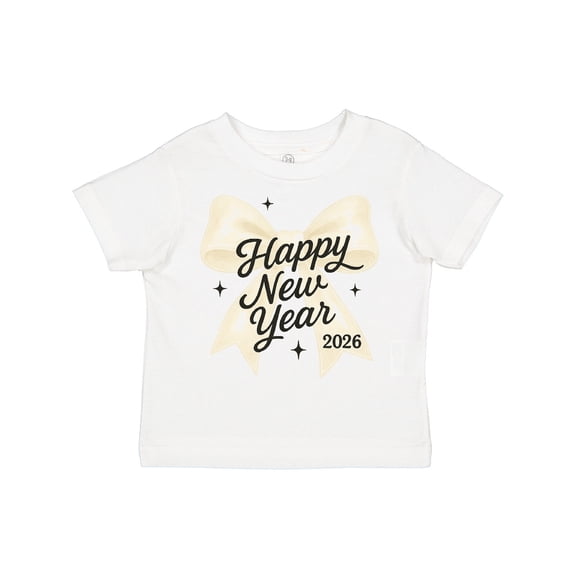 Inktastic Happy New Year 2026 Gold Bow Celebration Boys or Girls Toddler T-Shirt
