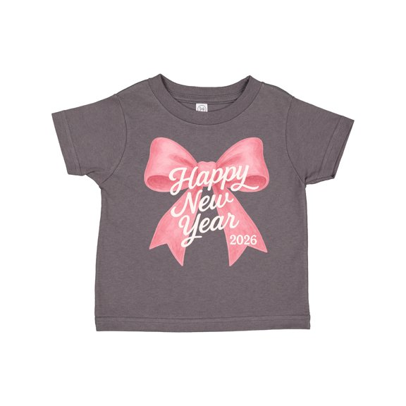 Inktastic Happy New Year 2026 Pink Bow Boys or Girls Toddler T-Shirt