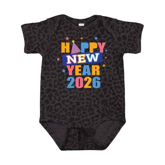 Inktastic Happy New Year Colorful 2026 with Stars Boys or Girls Baby Bodysuit