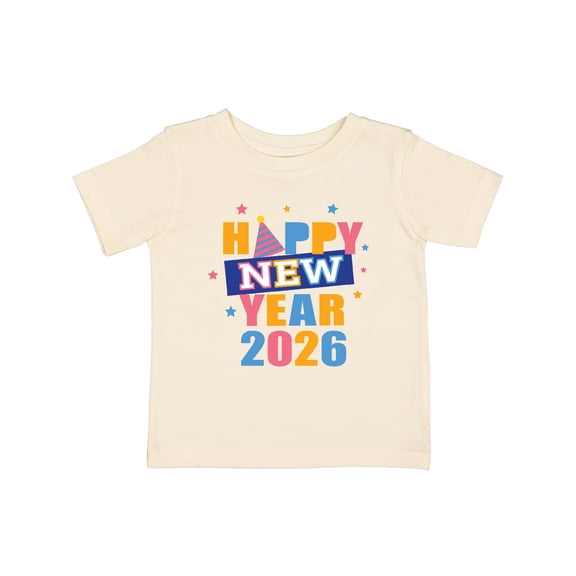 Inktastic Happy New Year Colorful 2026 with Stars Boys or Girls Baby T-Shirt