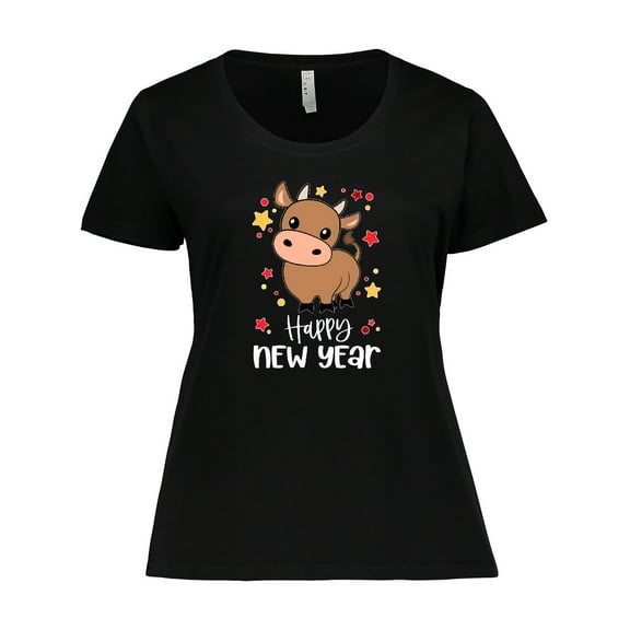 Inktastic Happy New Year Cute Ox Women's Plus Size T-Shirt