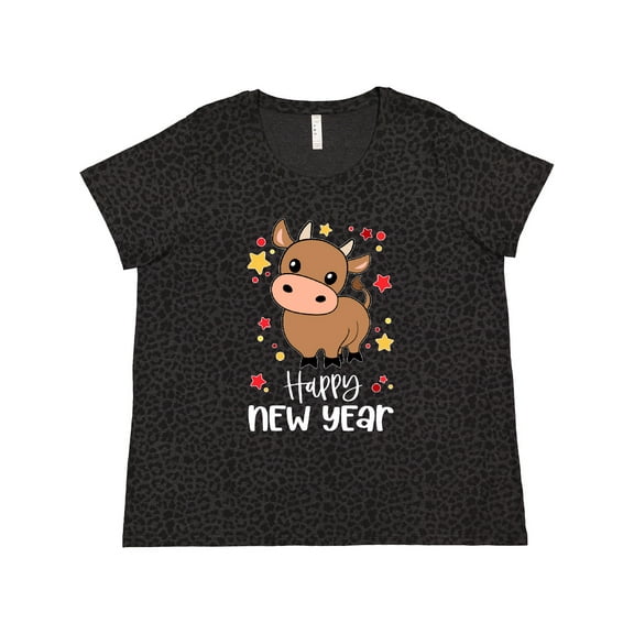 Inktastic Happy New Year Cute Ox Women's Plus Size T-Shirt