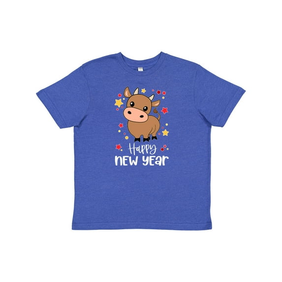 Inktastic Happy New Year Cute Ox Youth T-Shirt