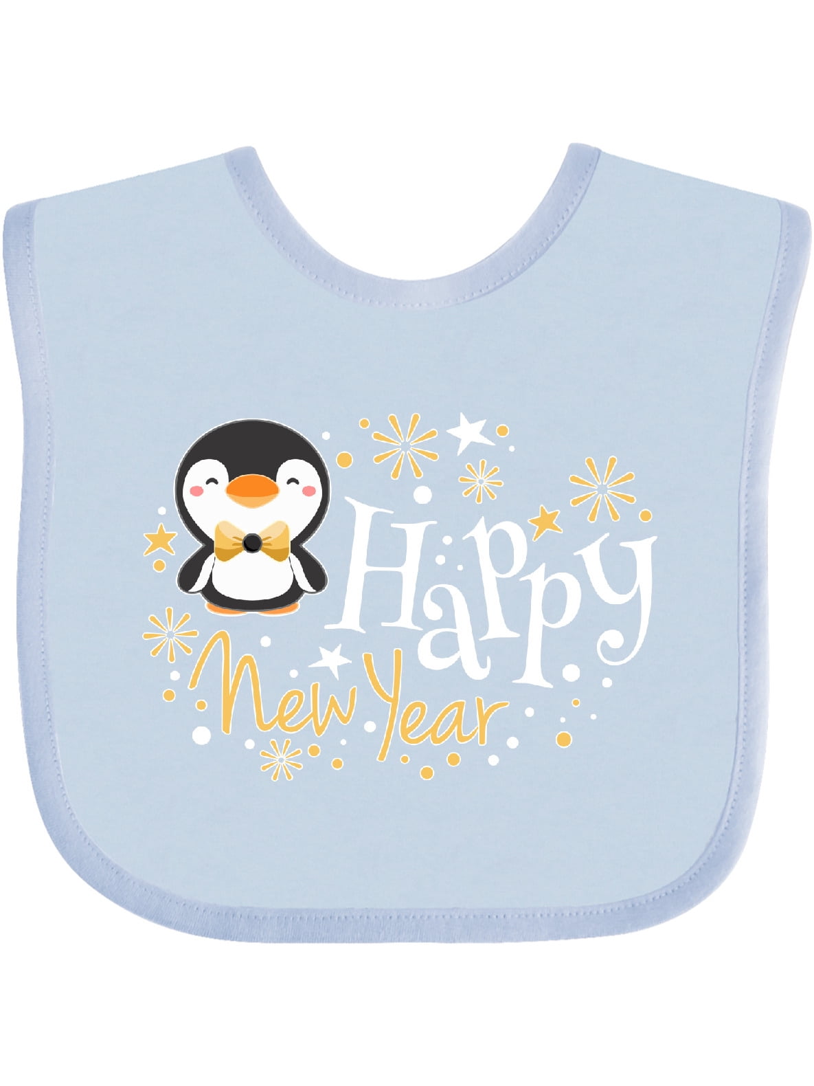画材 Penguin Bib Inktastic Happy New Year with Cute Penguin Boys or Girls Baby Bib
