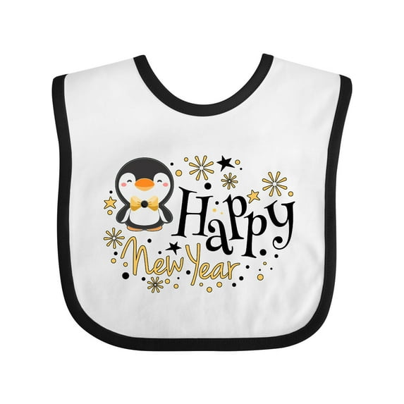 Inktastic Happy New Year with Cute Penguin Boys or Girls Baby Bib