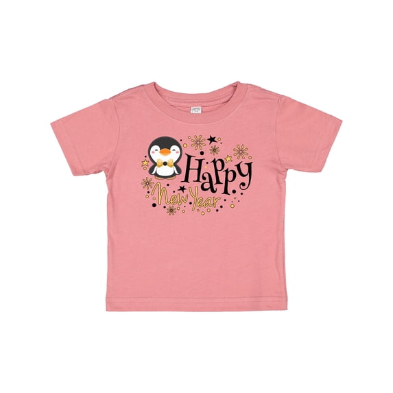 Inktastic Happy New Year with Cute Penguin Boys or Girls Baby T-Shirt