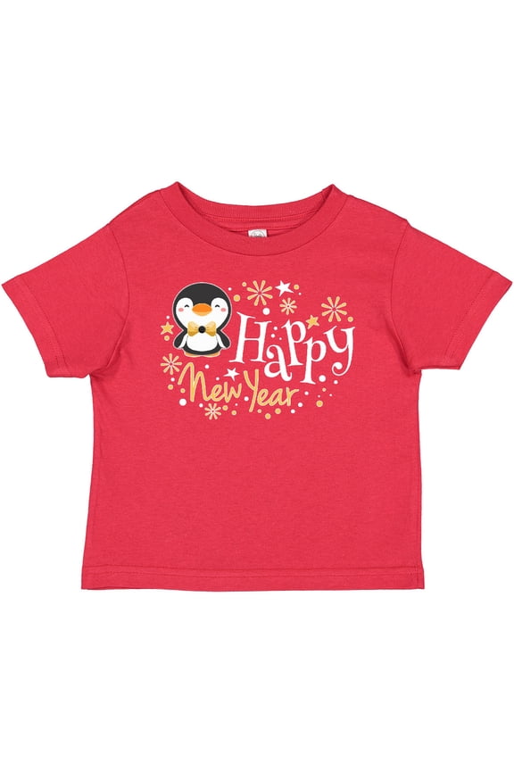 Happy New Year with Cute Penguin Boys or Girls Baby T-Shirt