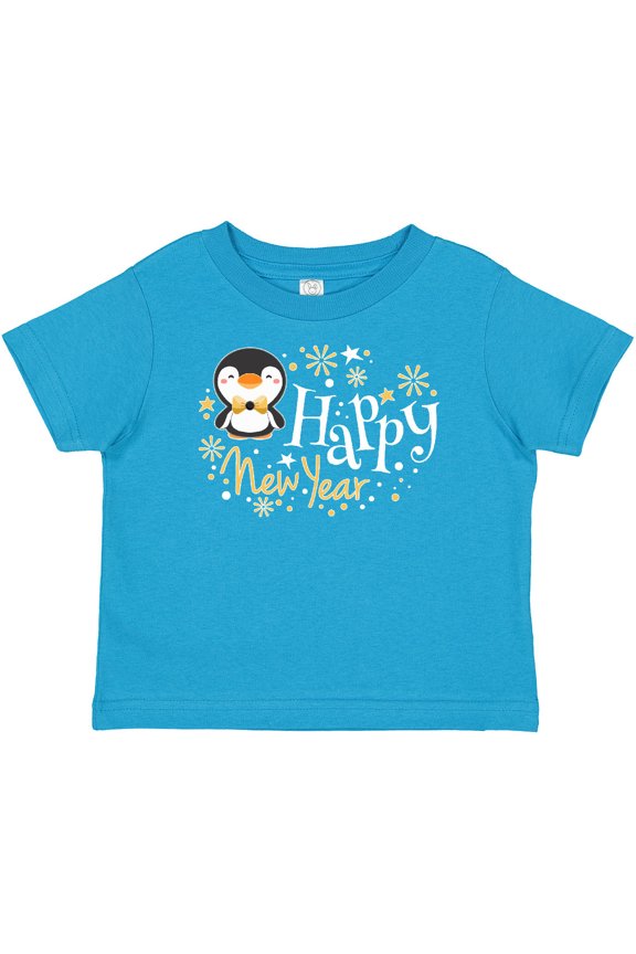 Happy New Year with Cute Penguin Boys or Girls Baby T-Shirt