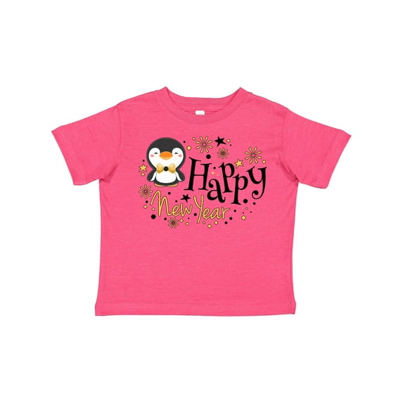 Inktastic Happy New Year with Cute Penguin Boys or Girls Toddler T-Shirt