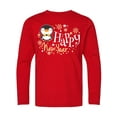 thumbnail image 1 of Inktastic Happy New Year with Cute Penguin Long Sleeve Youth T-Shirt, 1 of 5