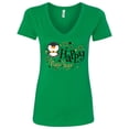 thumbnail image 1 of Inktastic Happy New Year with Cute Penguin Women's V-Neck T-Shirt, 1 of 5
