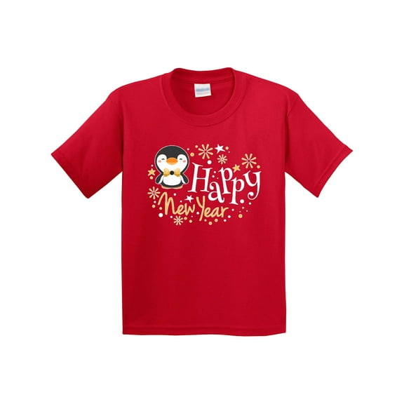 Inktastic Happy New Year with Cute Penguin Youth T-Shirt