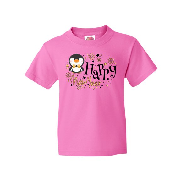 Inktastic Happy New Year with Cute Penguin Youth T-Shirt