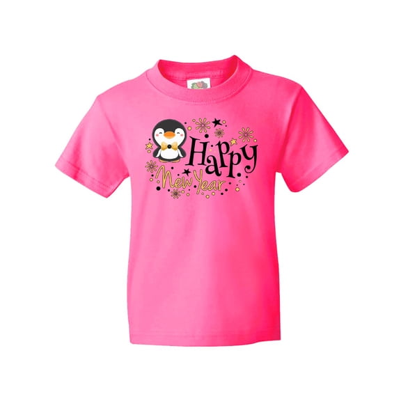 Inktastic Happy New Year with Cute Penguin Youth T-Shirt