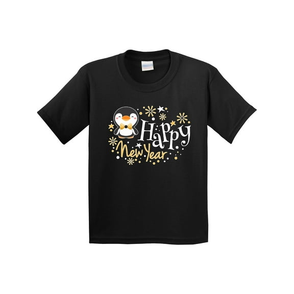 Inktastic Happy New Year with Cute Penguin Youth T-Shirt